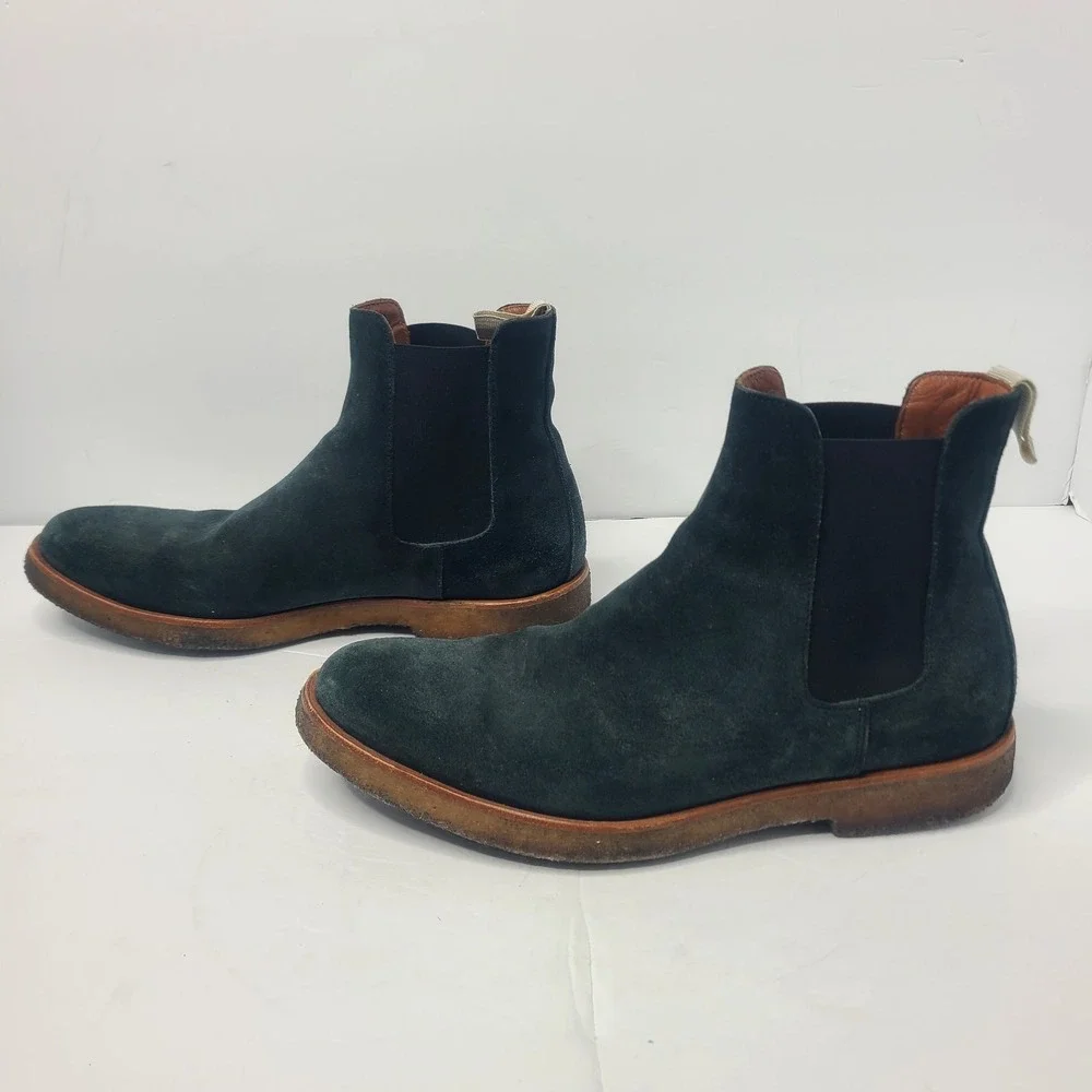 Common Projects Blue Green Suede Chelsea Boots Crepe Sole 40 7 Minimalist Luxe